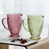 Esthetische retro reliëf verticale geribbelde soda-lime glazen kan 1288ml meerkleurig gegraveerd vaatwasmachinebestendig drankenkan