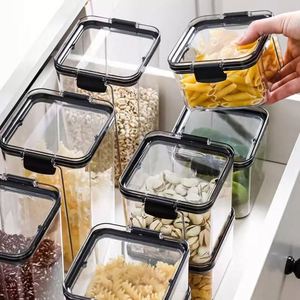 Food Grade Square Clear Airtight <b>Storage</b> <b>Jars</b> <b>Kitchen</b> Organizer <b>for</b> Snacks Nuts Grains Spices Wholesale - Product Image 3