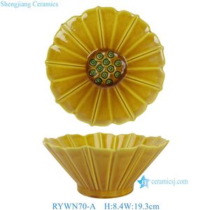 <span class=keywords><strong>Vajilla</strong></span> <span class=keywords><strong>de</strong></span> Cerámica Esmaltada en Amarillo Ámbar, Estilo Chino Tradicional RYWN, Platos <span class=keywords><strong>de</strong></span> <span class=keywords><strong>Porcelana</strong></span> con Elegantes y Exquisitos Diseños Florales en Relieve - Product Image 6