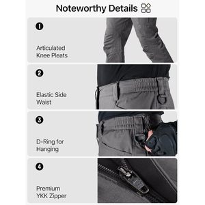 Men's Tactical <b>Pants</b> Water Resistant Ripstop <b>Cargo</b> <b>Work</b> Lightweight EDC Hiking <b>Pants</b> With Multi Pockets Gray 38W - Product Image 4