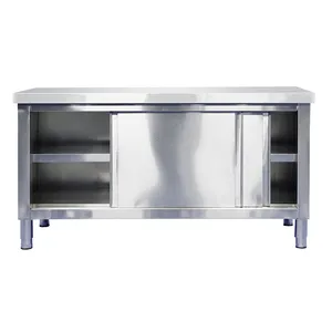 New design wholesale 304 stainless steel sliding door worktable for kitchen