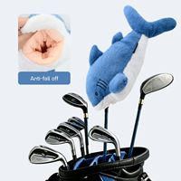Housse de tête de club de golf en peluche amusante en forme de requin de dessin animé, cadeau, en stock