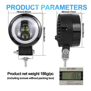 Mini projecteur de travail LED rond de 3 pouces 20W pour phare, éclairage ponctuel, projecteur LED œil d'ange pour moto et camions - Product Image 6