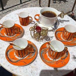 Retro Ceramic Vintage Espresso Cups and Saucers <b>Sets</b> Classic Frosted Stoneware <b>Coffee</b> Cappuccina Cups - Product Image 1