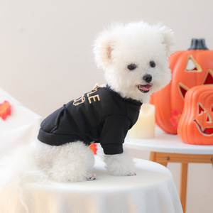 Ropa para Mascotas PETCIRCLE para Primavera y Otoño, Sudadera de Tela Negra con Bordado de Letras en el Bolsillo para Perros Pequeños y Cachorros, Disfraz de Halloween - Product Image 2