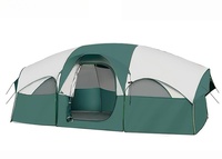 Tente de camping pour 10-12 personnes, double couche, tunnel, 2 chambres, 1 séjour, imperméable, poteaux en fibre de verre 2000 mm, abri familial pour l'extérieur
