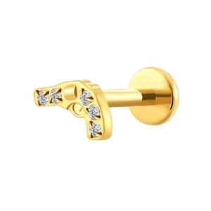 ASTM F136 Titane Plaqué Or Fileté Top Body Piercing Bijoux pour Enfants pour Mariages Zircon Principal - Product Image 3