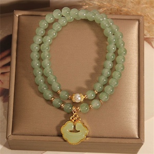 Gelang Manik Warna Hijau Muda Oriental Grosir, Gelang Liontin Kunci Ruyi Feng Shui Cina untuk Perhiasan Wanita - Product Image 1