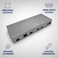 Boîtier de station d'accueil en aluminium personnalisé avec découpe pour ports HDMI pour mini PC, ordinateur portable, hub USB OEM