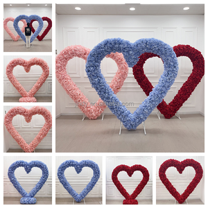 Arco Floreale per Proposta di <span class=keywords><strong>Matrimonio</strong></span>, Sfondo a Forma di Cuore, Decorazione Nuziale, Arco di Fiori Artificiali Rosa per Eventi - Product Image 6