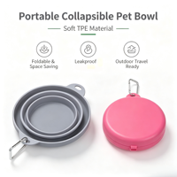 Bol de voyage pliable pour animaux de compagnie à double compartiment en TPE, pliable, pour chien et chat, avec crochet, distributeur de nourriture portable pour animaux de compagnie en plein air, approvisionnement en gros