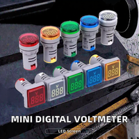MEH AD16-22DSV Voltmeter Panel Digital Mini 22mm Satu Fasa Layar LED IP53 Tahan Air Akurasi 0.5 Monitor Tegangan AC 60-500V