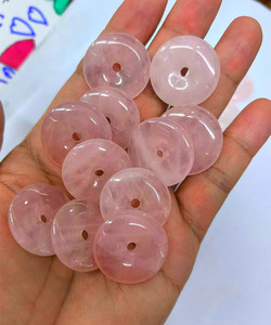 Colgante de Cuarzo <span class=keywords><strong>Rosa</strong></span> Natural Semiprecioso de 25mm con Forma de Donut y Agujero de 3mm, Abalorio para Hacer Joyas DIY - Product Image 2