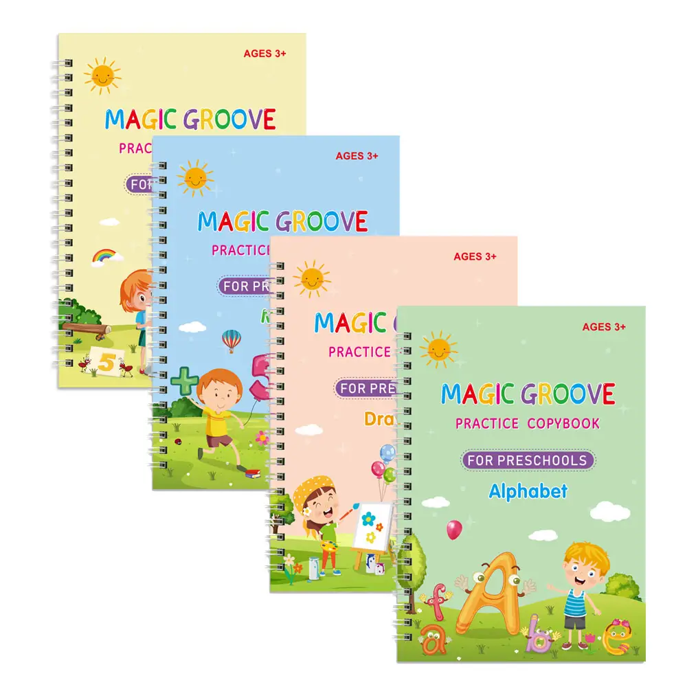 Englisch Wieder verwendbare Notebook-Sets für Kinder Sank Hand Writing Kalligraphie Tracing Magic Practice Copybooks
