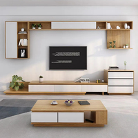 Ensemble de meuble TV et table basse en bois de luxe, convertible et extensible, pour salon moderne