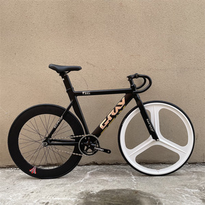 Bicicletta a scatto fisso F16 grigia con ruote a 3 raggi 700C, telaio in alluminio aerodinamico, cerchi personalizzabili per pista urbana - Product Image 6