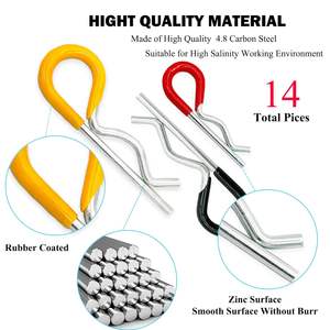 14 pièces Goupilles fendues en acier robuste à ressort pour remorques, tracteurs, tondeuses, chariots, camions - 3 tailles - Product Image 3