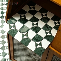 Mosaïque de pierre moderne de luxe découpée au jet d'eau, carreaux irréguliers, épaisseur 7 mm, imperméable, en marbre naturel, pour la décoration murale et de sol de salle de bain