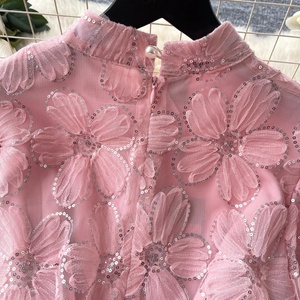 Nouvelle Robe d'été 2026 pour Femme, en Dentelle et Tissu Résille, Coupe Trapèze, Style Bureau, Col Montant - Product Image 4