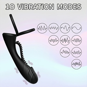 LetRock 10 Wiggling Modes Massager Silicone Plug G Spot Thrusting <b>Vibrating</b> Delay Ejaculation Ring Sex Toys for Couple - Product Image 2