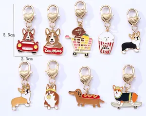 Dog Keychain Custom Metal Key chains Enamel Crafts Cute Kawaii Dog Paw Key rings pet Keychain Bag Pendant For Women Gift