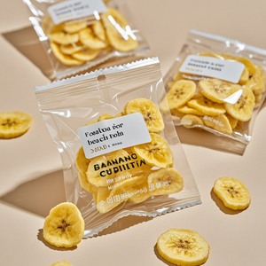 Bolsa de Plástico con Sellado Trasero para Envasado de Alimentos, Personalizada con Impresión, para Snacks de Plátano Liofilizado, a Prueba de Olores, de Mylar - Product Image 1