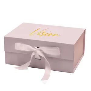 Custom Cardboard Baby Gift Box Packaging Flower Christmas Foldable White Pink Blue Gift Box With Magnetic Lid