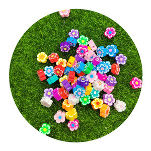 Cuentas de flores rosas de 10mm, cuentas de <span class=keywords><strong>arcilla</strong></span> polimérica, cuentas espaciadoras de <span class=keywords><strong>arcilla</strong></span> polimérica, colores mezclados, fabricación de joyas para niños DIY - Product Image 5