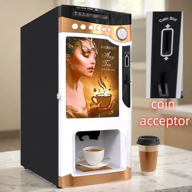 Coin-payment System Bean To Cup Coffee Grinding Desktop Bean To Cup Beverage Coffee Vending Machine