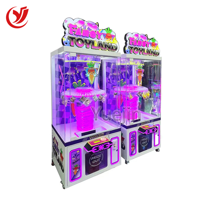 Yuejin Pink Lucky Claw Crane Machine Arcade Coin Prize Toy for Theme Parks Made of Metal and Plastic