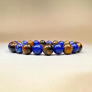 Unisex Multi-Color <span class=keywords><strong>Tiger</strong></span> <span class=keywords><strong>Eye</strong></span> Pedra frisada pulseira moda geométrica ágata jóias para homens e mulheres para aniversários - Product Image 6