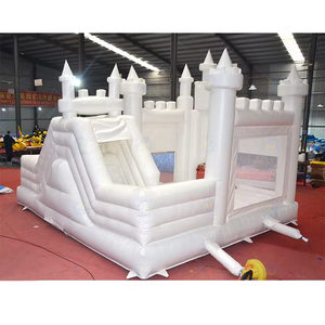 Château gonflable blanc 4 en 1 Maison gonflable décorative pour mariage et fête Château gonflable avec toboggan et fosse à balles - Product Image 3