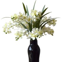 Fleurs artificielles en soie européennes en gros, 5 orchidées Phalaenopsis papillon à 2 tiges, réutilisables, recyclables, imprimées en 3D