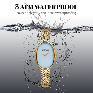 นาฬิกาควอตซ์แฟชั่นผู้หญิง สายสแตนเลส ขนาด 23 มม. หน้าปัดทรงรีเล็ก แสดงผลแบบอนาล็อก กันน้ำ 3BAR เรืองแสง - Product Image 3