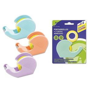 Porte-rouleaux avec capacité pour 2 rubans adhésifs 33mx19mm, idéal pour les travaux manuels, le bureau et la décoration. - Product Image 1