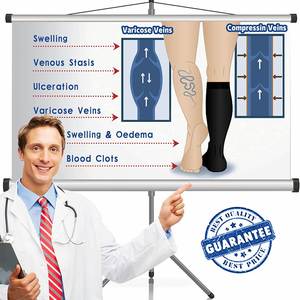 Calcetines de compresión hasta la rodilla con diseño de cremallera, color marrón, etiquetas personalizables, para venas <span class=keywords><strong>varicosas</strong></span>, úlceras, pacientes hospitalarios - Product Image 2