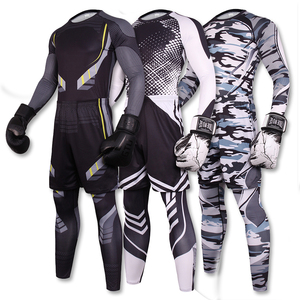 Impression personnalisée No Gi Ensemble de trois pièces Leggings de sport épais pour hommes Short en maille avec compression Ensemble de protection contre les éruptions cutanées sur mesure - Product Image 3