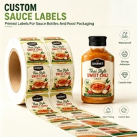 Étiquettes alimentaires brillantes en papier adhésif résistant à l'eau et à l'huile pour pots de sauce chili, sauces piquantes et emballages de condiments épicés