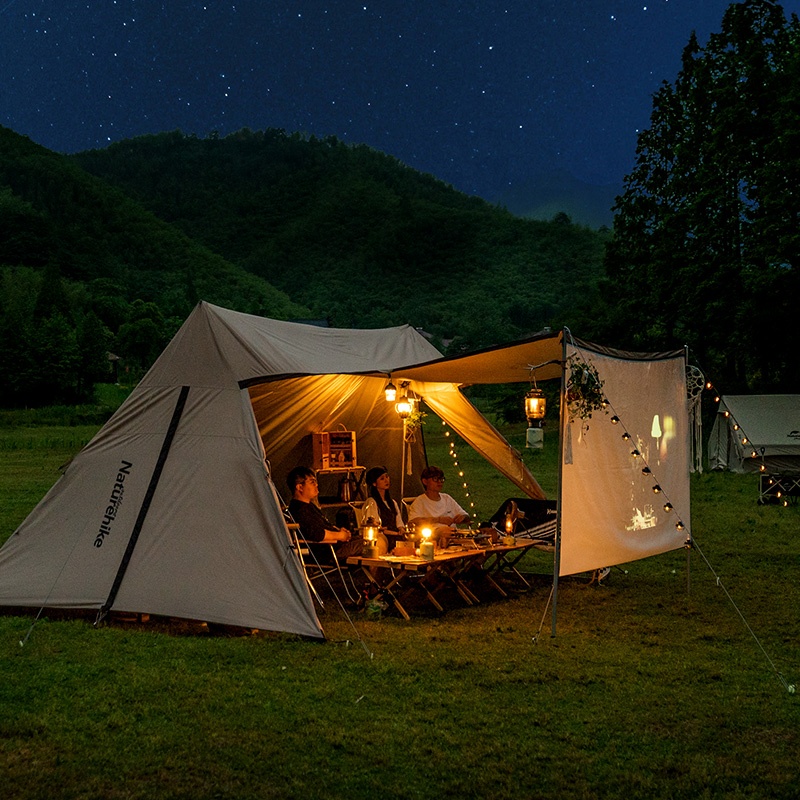 Naturehike Tenda Kemah Luar Ruangan, Kanopi Tenda Bioskop Udara Terbuka Menara Ganda Meja UPF 50 + Cloud