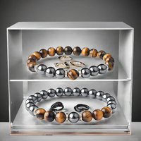 Bracelet en perles œil de tigre et turquoise pour homme, chaîne de poignet en pierre naturelle, cadeau tendance géométrique, accessoire de mode