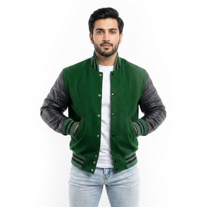 OEM Custom Leather Sleeve Chain Chenille Embroidery Bomber <b>Flight</b> Baseball Vintage Letterman Varsity <b>Jacket</b> for <b>Men</b> - Product Image 1