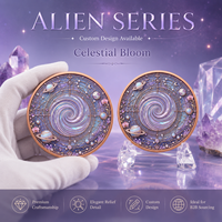 Pièce de monnaie interstellaire en cuivre pur 999 de 1 oz, 3D en relief, colorée UV, effet proof-like, Voyageur Galactique, Artisanat Métallique Artistique, Objet de collection