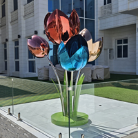 Statue de tulipe moderne pour jardin, sculpture d'art floral en acier inoxydable pour exposition extérieure en parc, artisanat métallique, fournisseur d'usine
