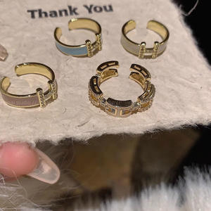 Anelli Aperti di Lusso con Zirconi CZ Colorati e Smalto, Anelli con Lettera H in Diamanti per Donne e Ragazze - Product Image 4