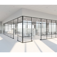 Cloison de séparation en verre pour bureau, design moderne, cadre en aluminium, structure verticale, cloison de séparation de pièce en verre
