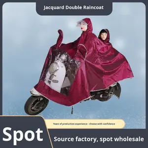 Imperméable double pour moto et vélo électrique en tissu jacquard pour garçons, style minimaliste, épaissi, anti-grande pluie, pour mère et enfant - Product Image 2