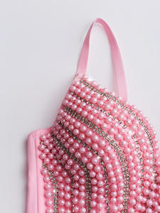 Corsé de Alta Gama con Diseño de Espina de Pescado, Adornado con Cuentas y Borlas, Top sin Tirantes, Ropa de Mujer, Sujetador con Incrustaciones de Diamantes - Product Image 6