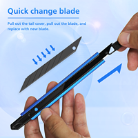 Couteau à double usage en acier inoxydable pour l'art et le vinyle-Couteau utilitaire de bricolage robuste avec lame à changement rapide et manche en alliage d'aluminium