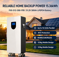 51,2V 300Ah 15,36kWh Vertikale LiFePO4-Batterie auf Rädern 5,12kW Ausgangsleistung Smart BMS RS485 CAN RS232 IP21 6000 Zyklen für Privathaushalte