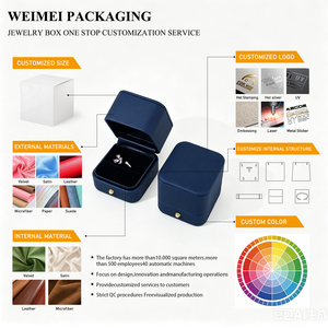 WEIMEI Wholesale Elegant Modern Deep Red Matte PU Leather Small Large Square Wedding Ring <b>Earring</b> Bracelet Jewelry Storage <b>Box</b> - Product Image 2
